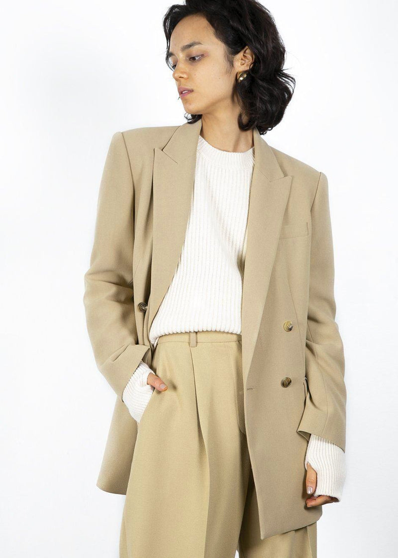 Double Breasted Suit Blazer in Classic Beige – The Frankie Shop