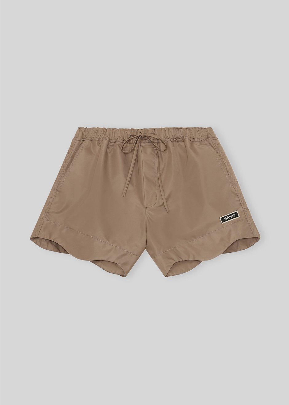 GANNI Nylon Shorts - Fossil