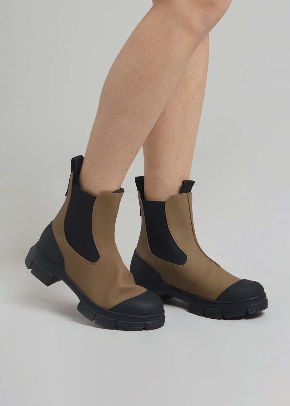 GANNI Recycled Rubber Chelsea Boots - Fossil