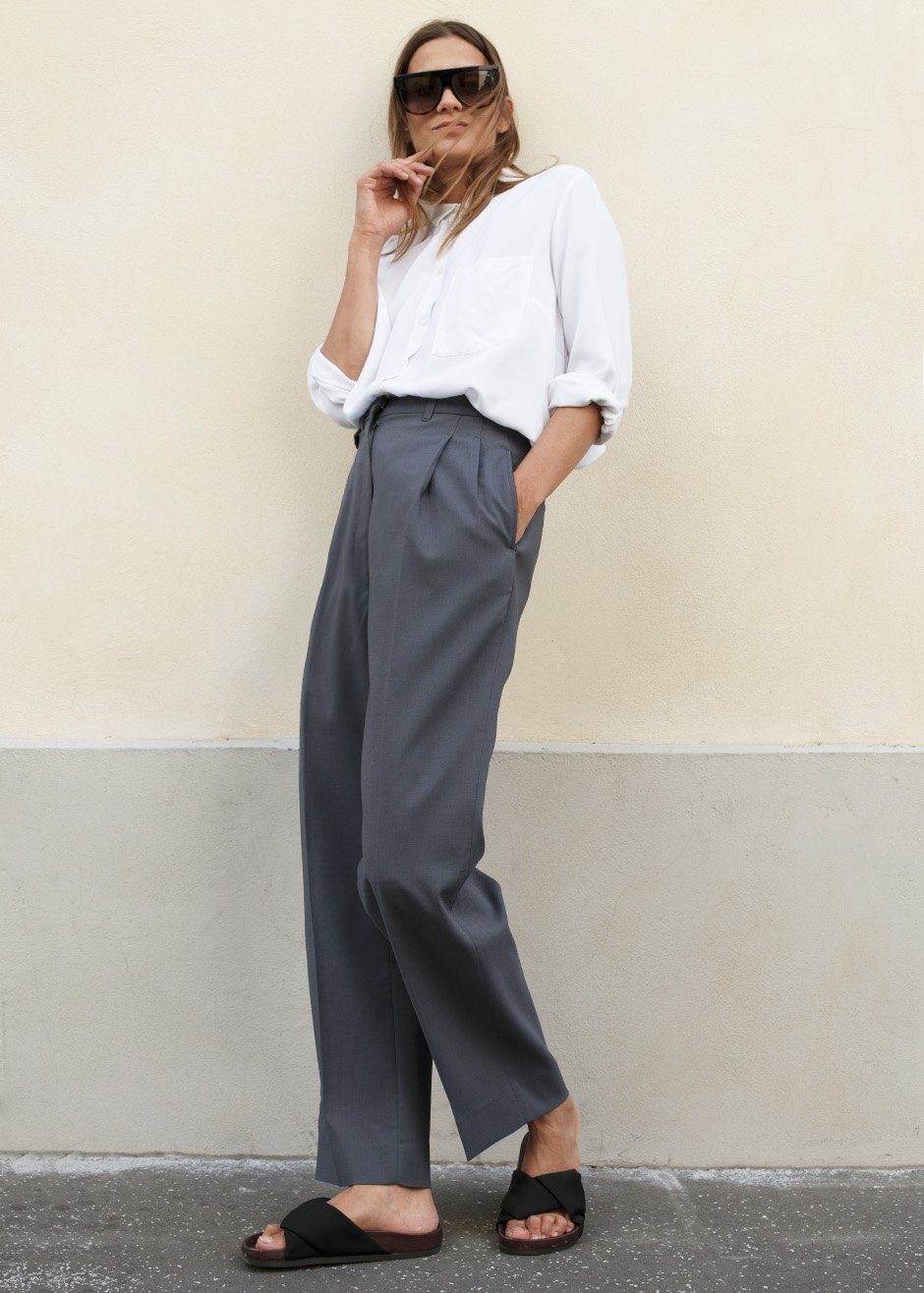 Pleated Suit Trousers - Graphite – The Frankie Shop