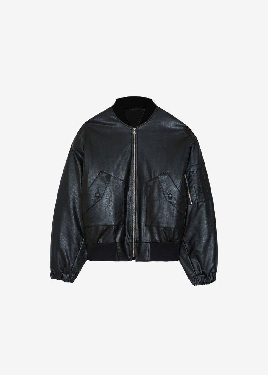 Hane Faux Leather Bomber – The Shop