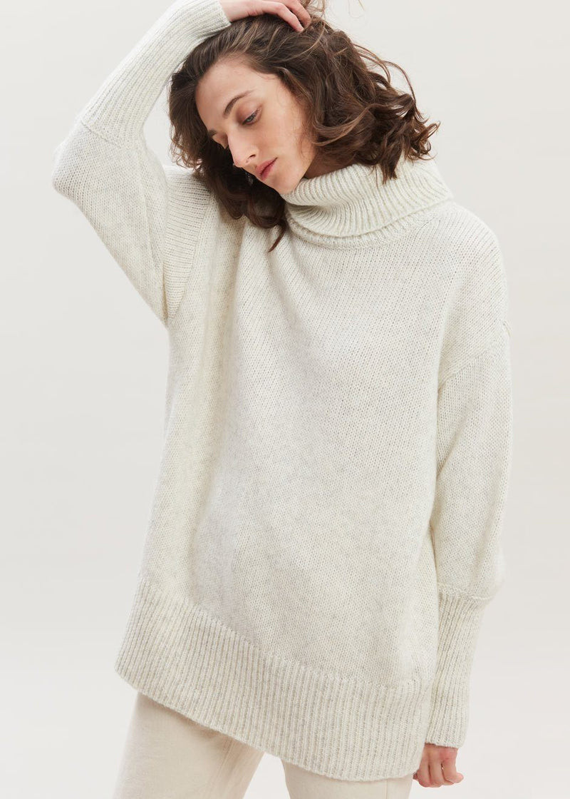 Hannali Roll Neck Sweater by Gestuz in Off White Melange – The Frankie Shop