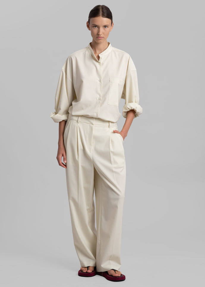 Frankie Shop Pleated Cotton and Linen Pants