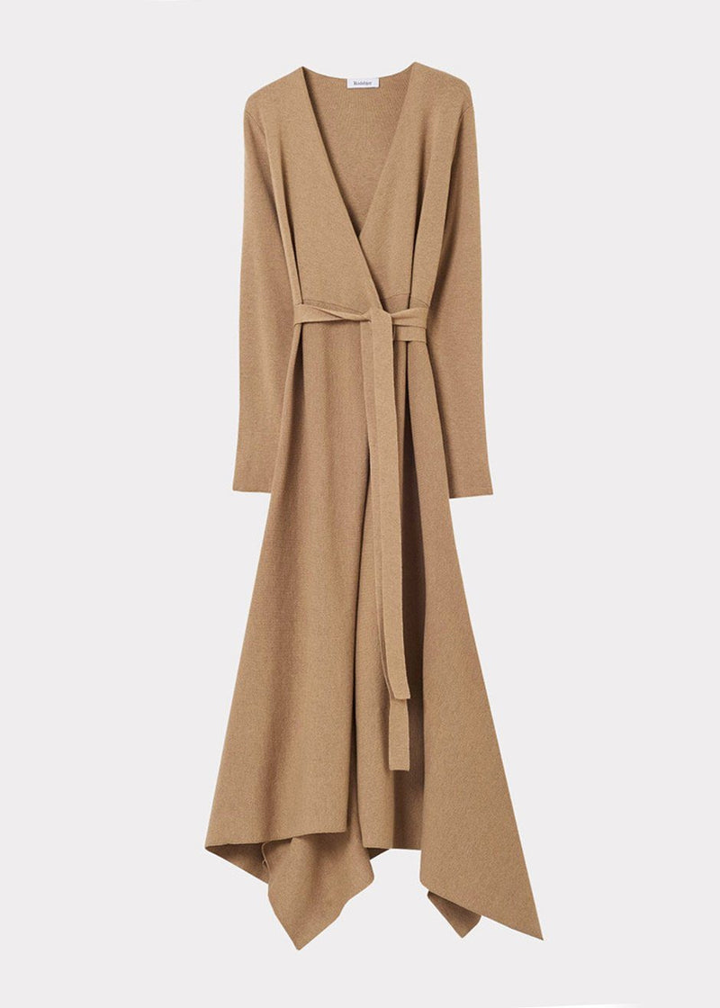 camel wrap dress