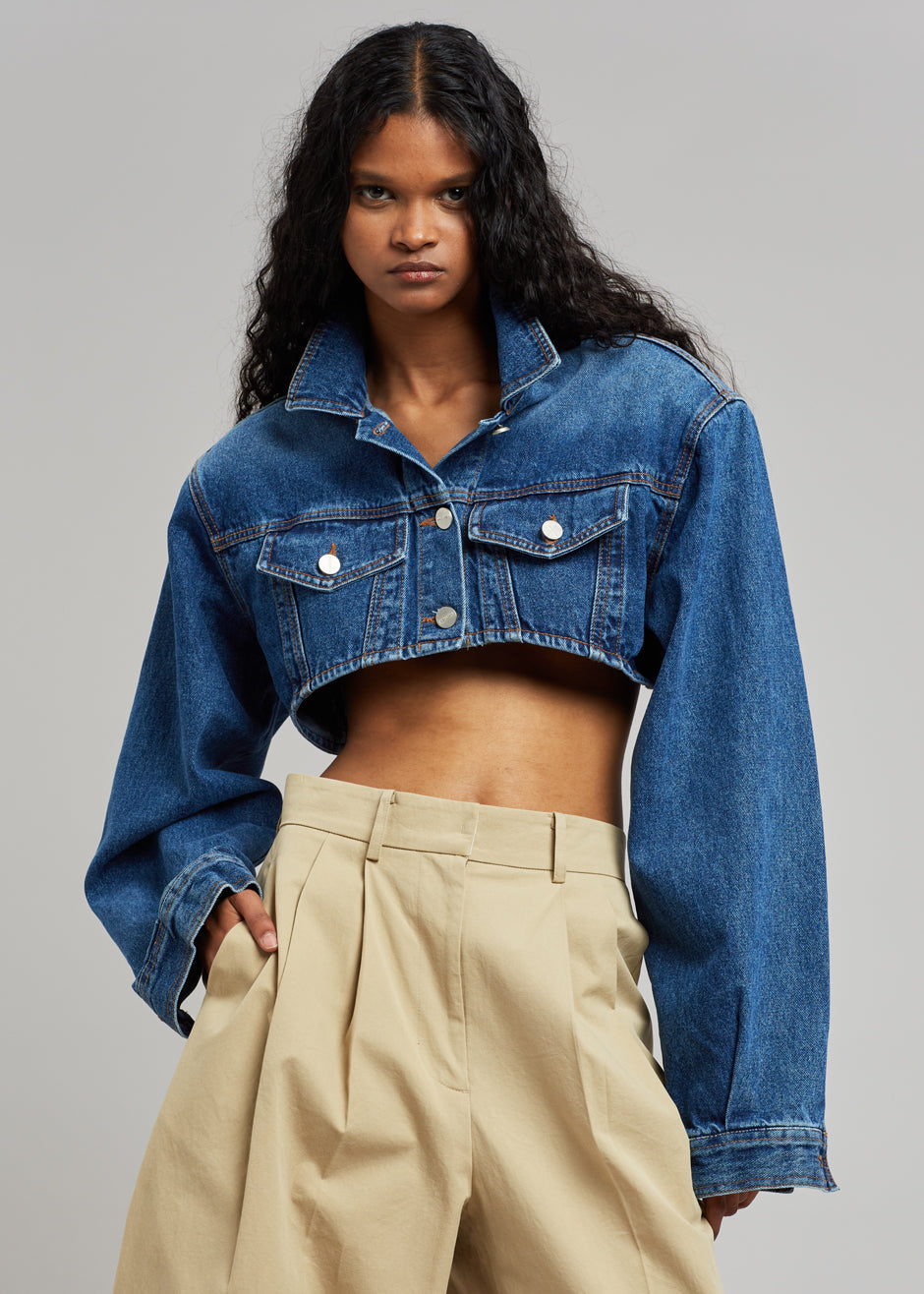 Kett Cropped Denim Jacket - Dark Indigo – The Frankie Shop