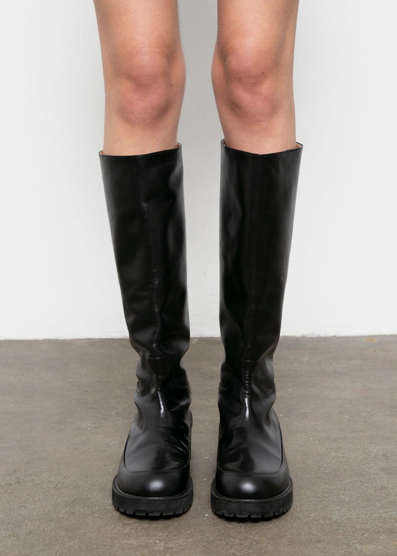 knee high black leather boots sale