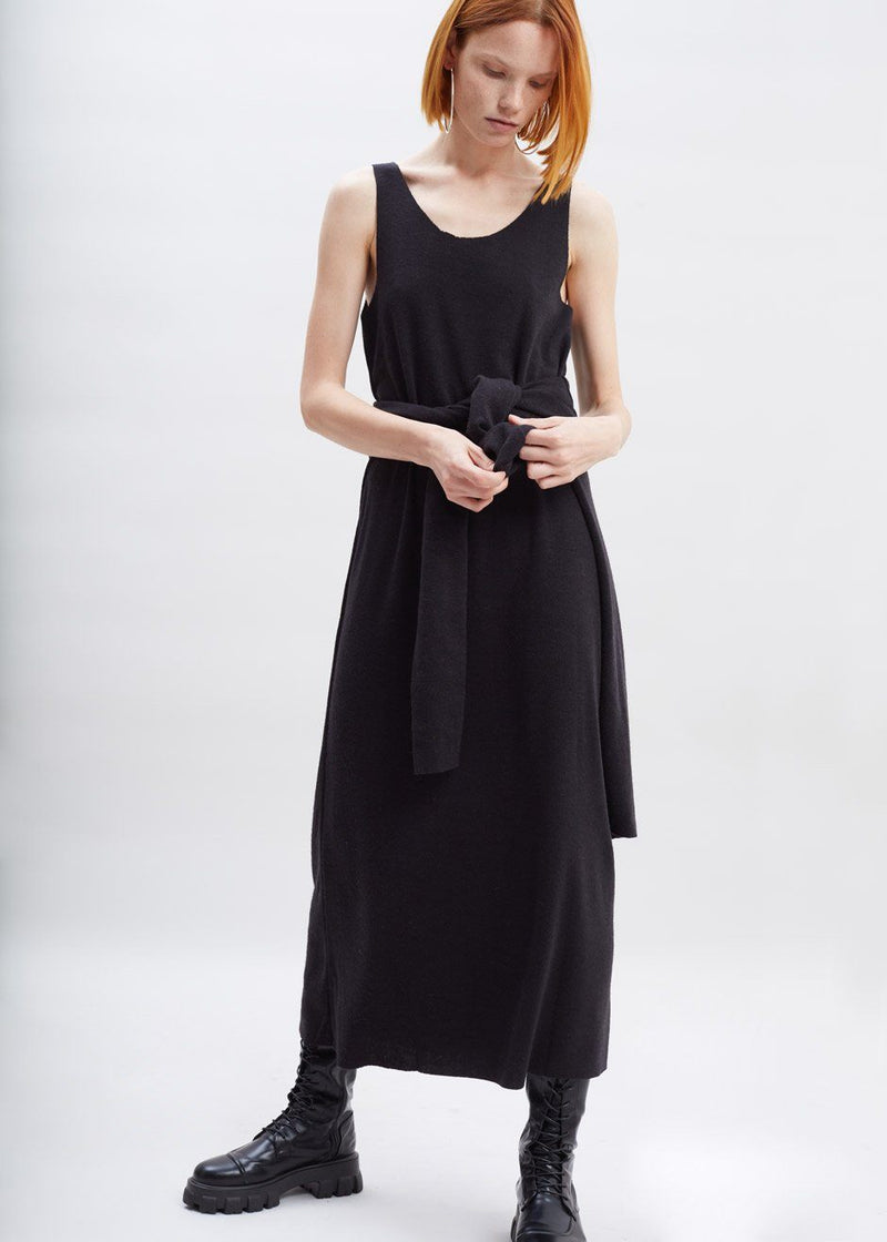 black knit tank dress