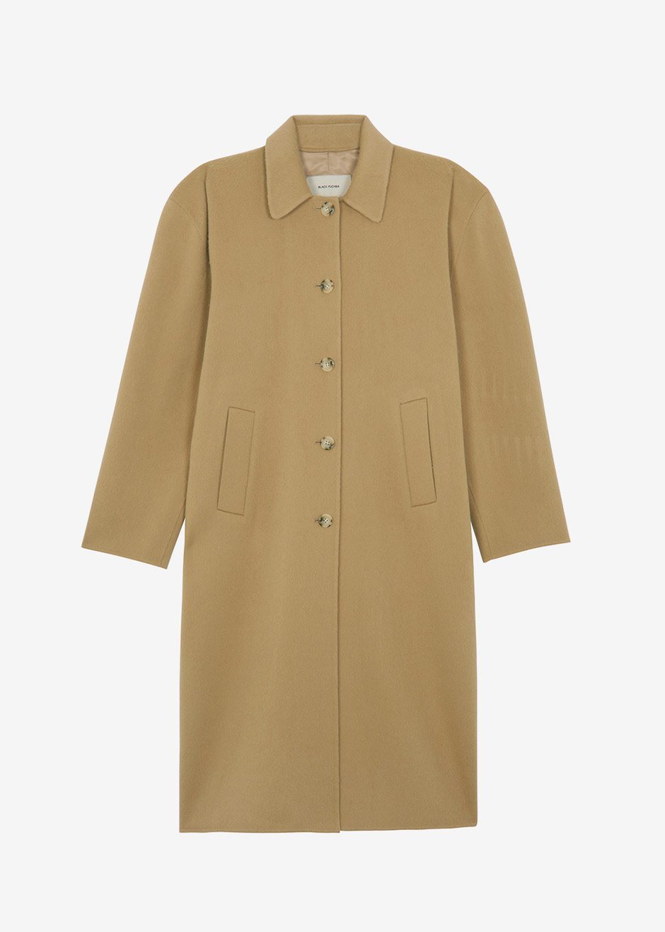 Long Box Sleeve Coat in Willow Green