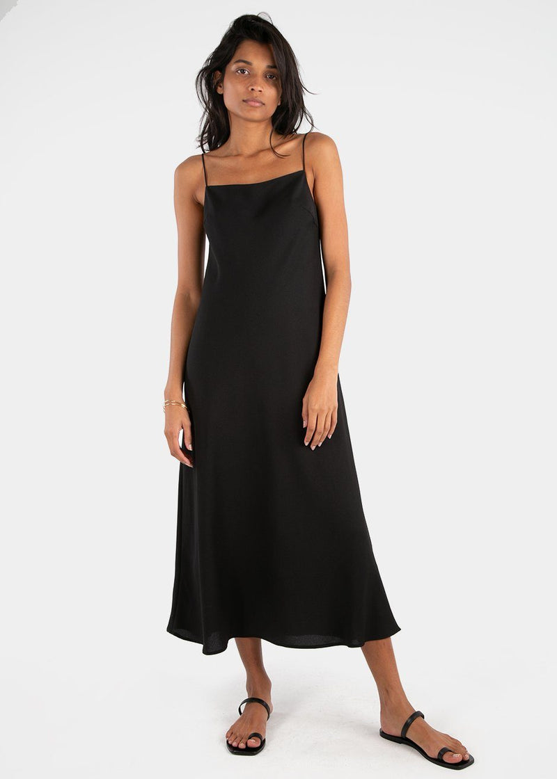 long black crepe dress