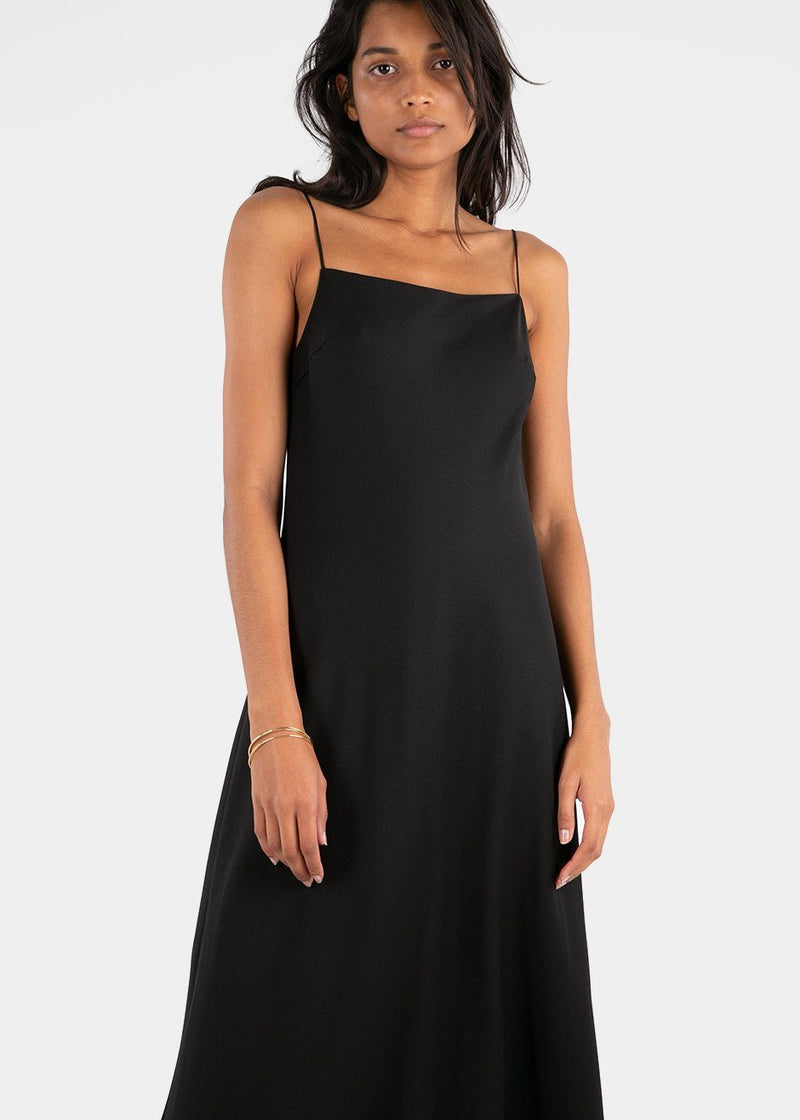 black long slip dress