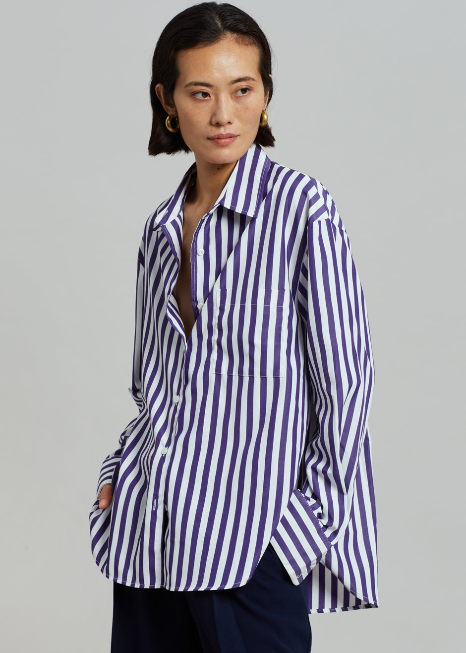 Sylvia Striped Oxford Shirt - Faded Black/White – The Frankie Shop