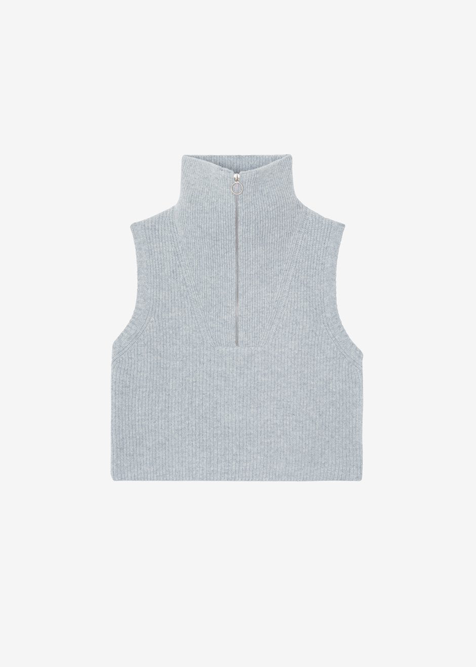 Malou Zip Vest - Heather Grey