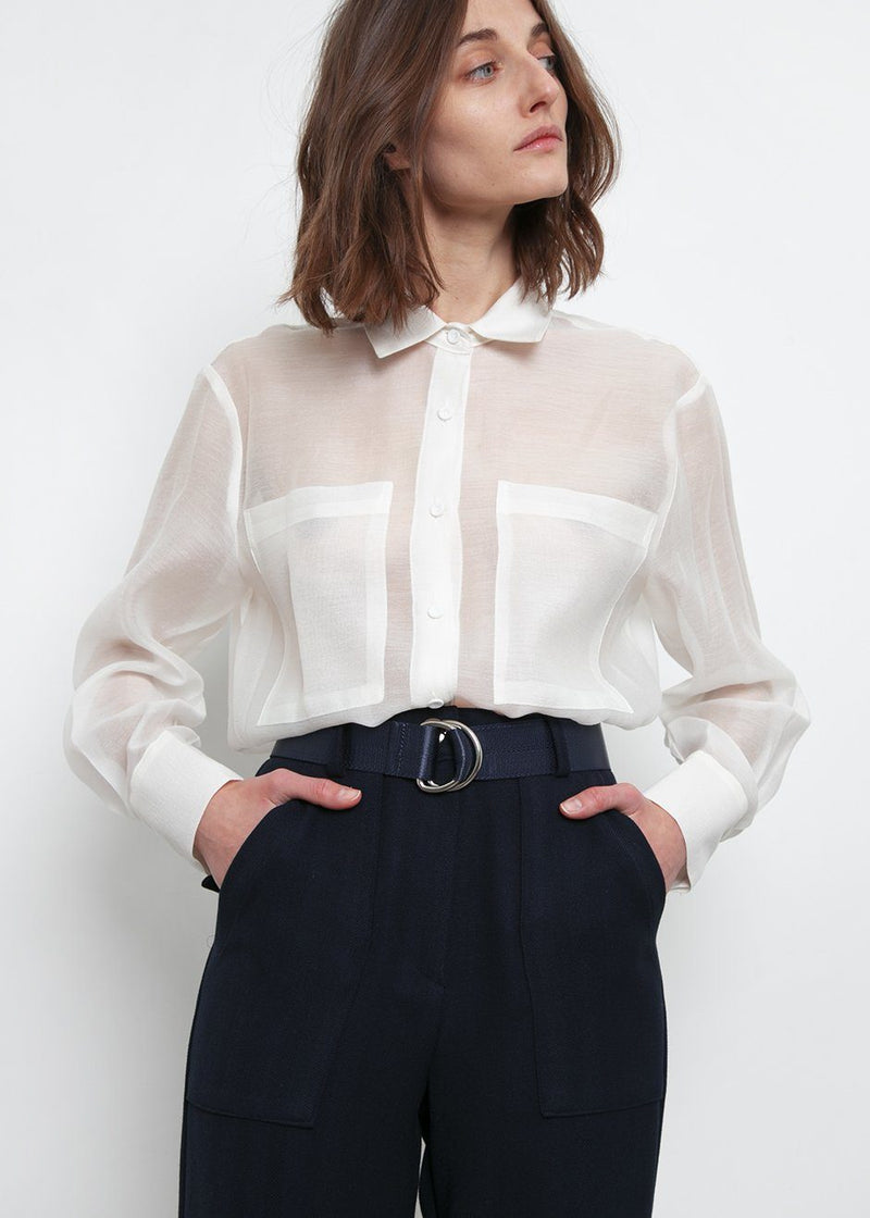 Off White Sheer Button Blouse – The Frankie Shop