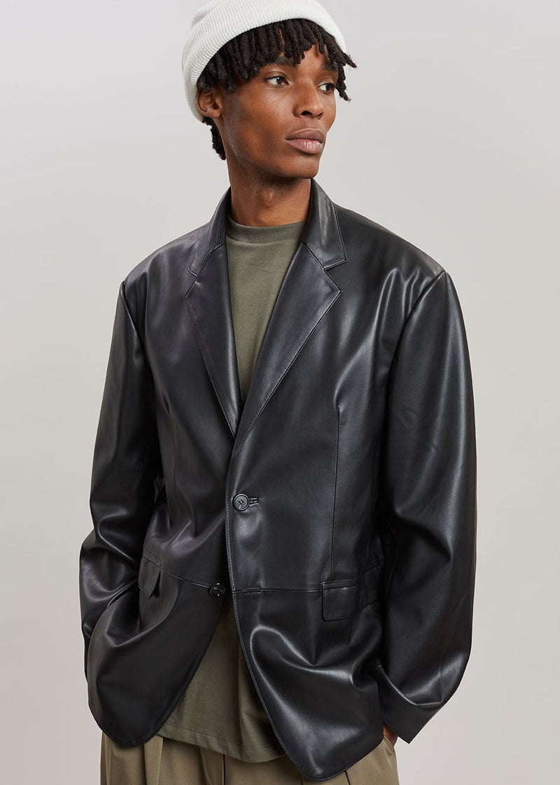 Oversized Faux Leather Blazer in Black – The Frankie Shop