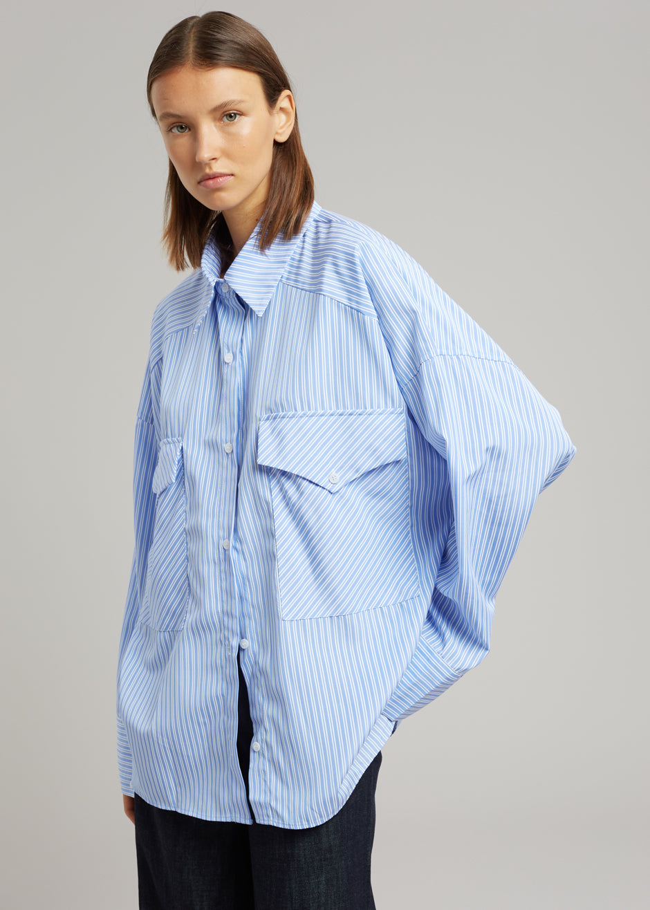 Georgia Stripe Shirt - White/Light Blue – The Frankie Shop