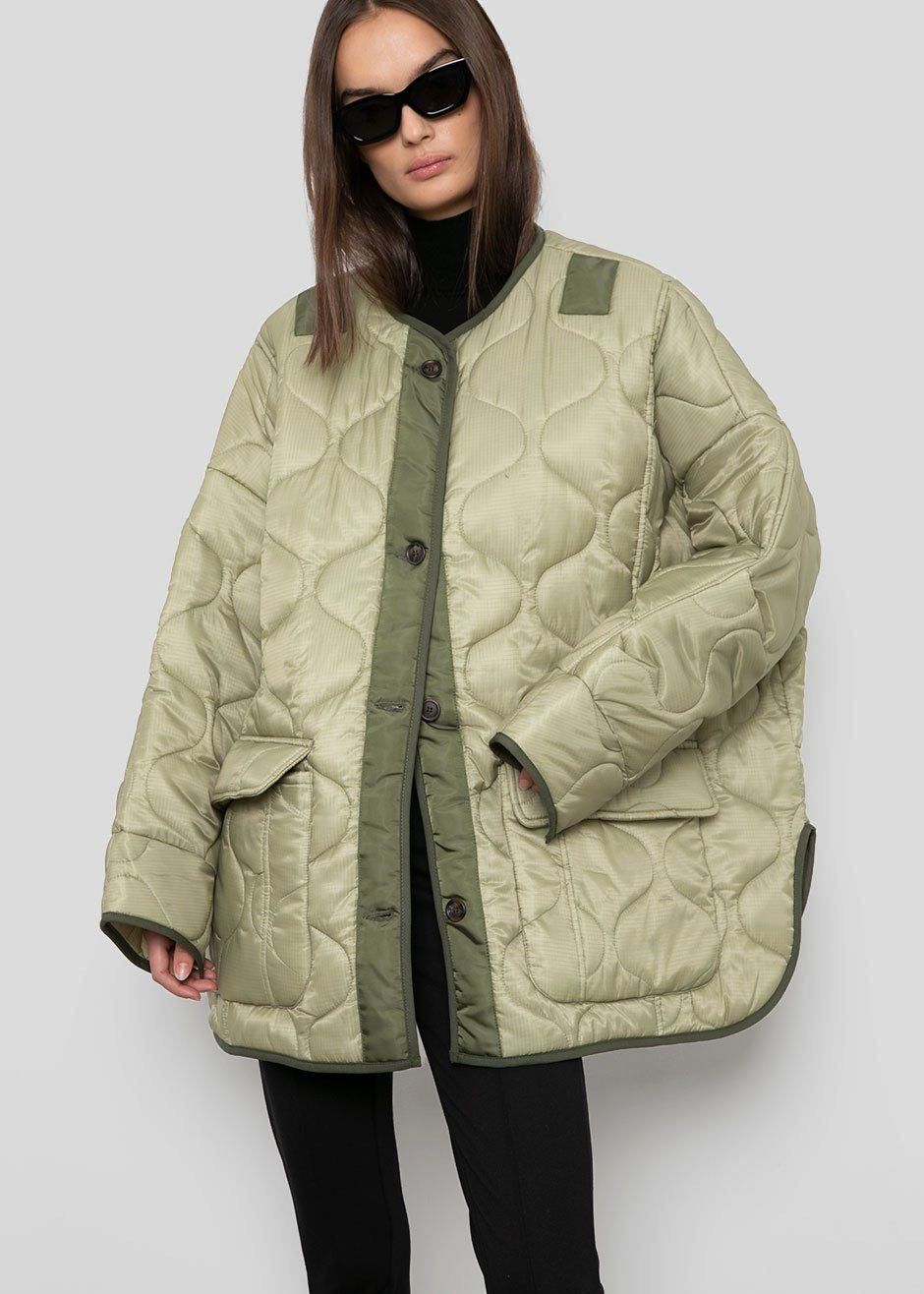 Teddy Quilted Jacket - Moss Green – The Frankie Shop