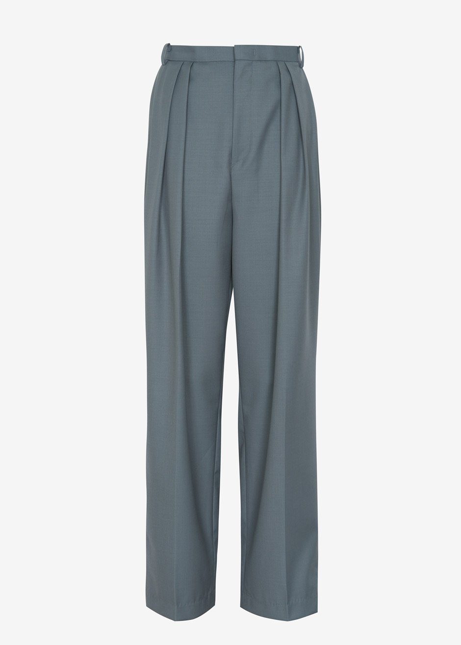 Pleat Front Loose Fit Trousers in Gunmetal – The Frankie Shop