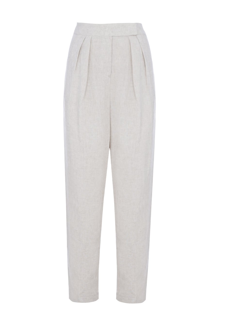 Pleated Linen Blend Pants in Sand – The Frankie Shop