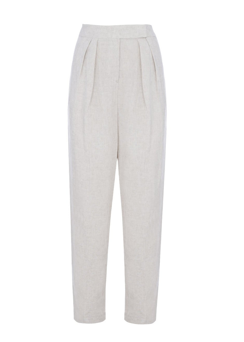 Pleated Linen Blend Pants in Sand – The Frankie Shop