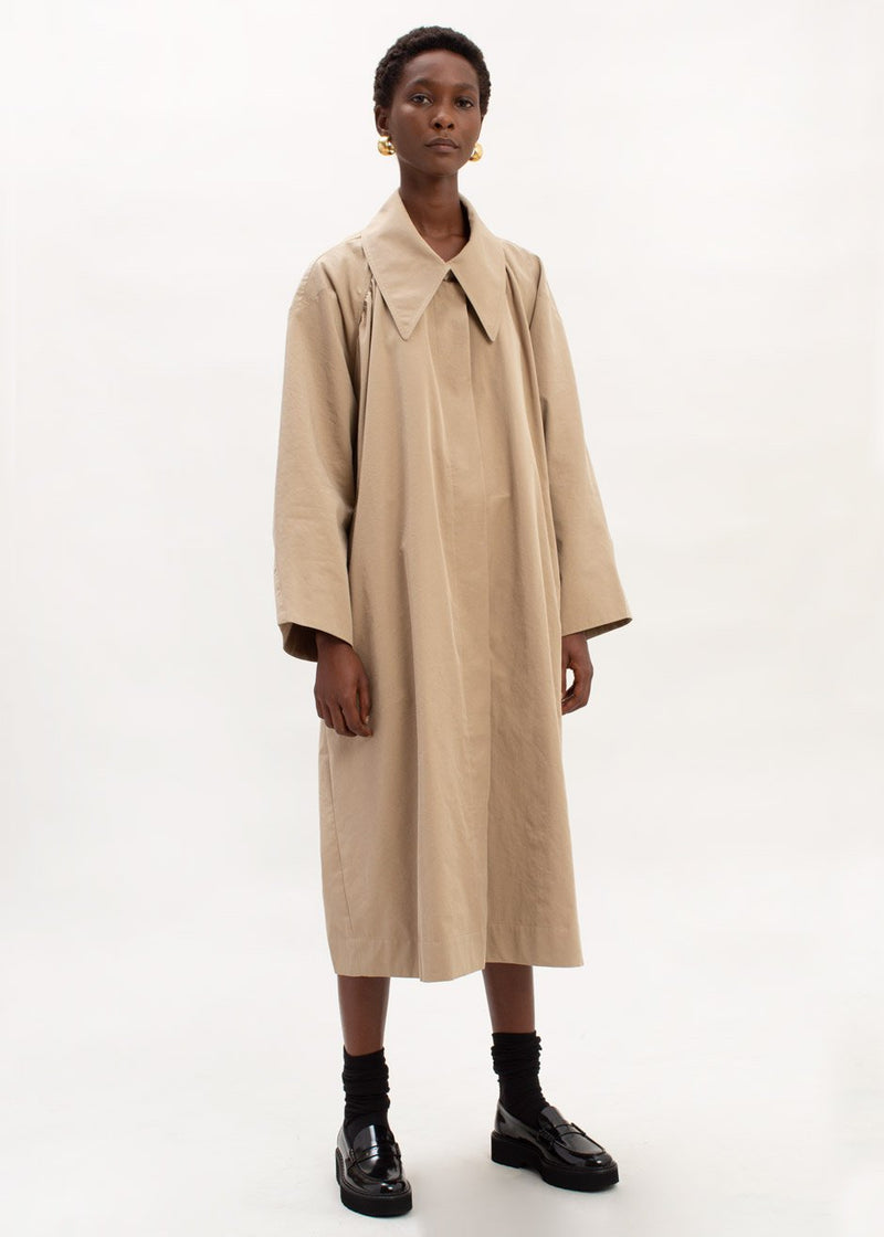 Pointed Collar Cocoon Trench Coat in Hemp – The Frankie Shop