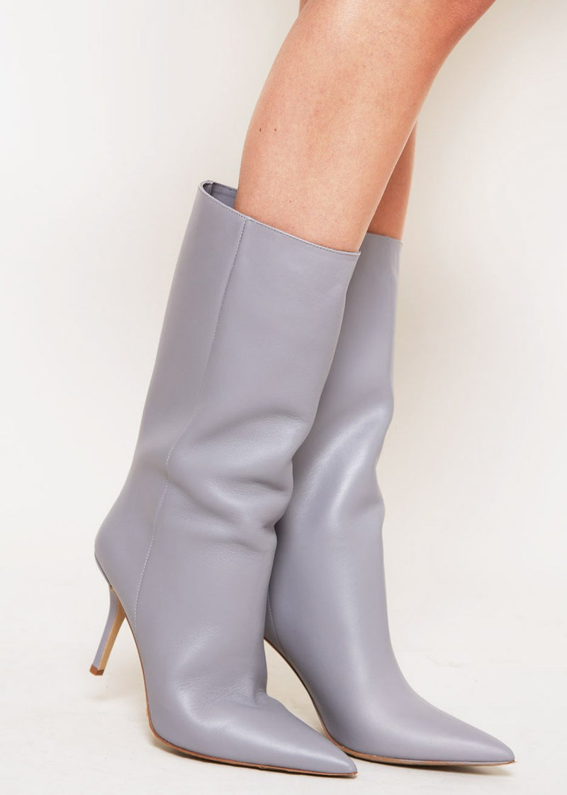 leather grey boots