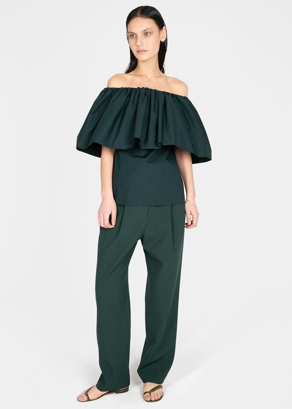 Ruffle Top by Ter et Bantine- Dark Bottle Green – The Frankie Shop