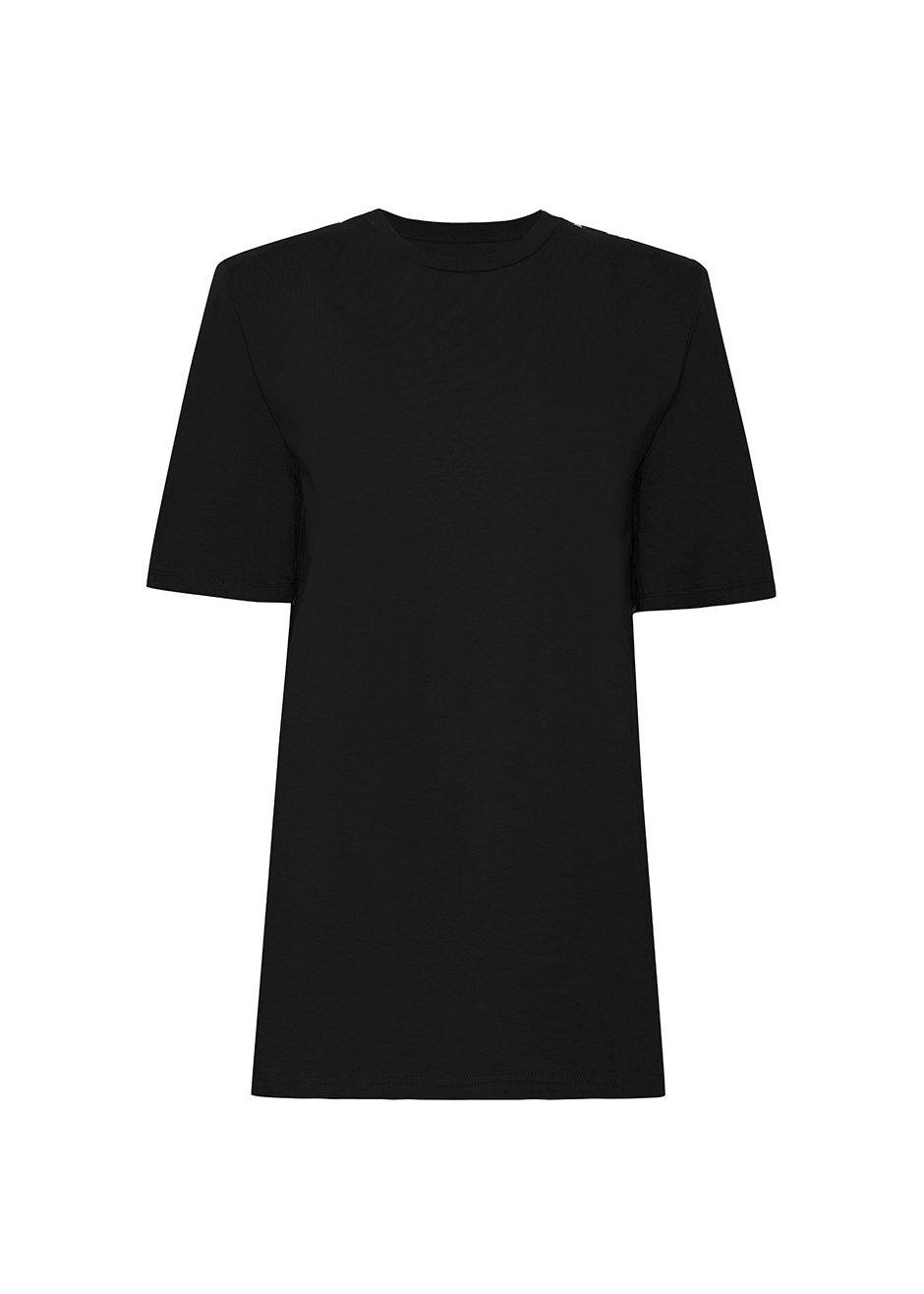Sean Padded Shoulder Dress in Black