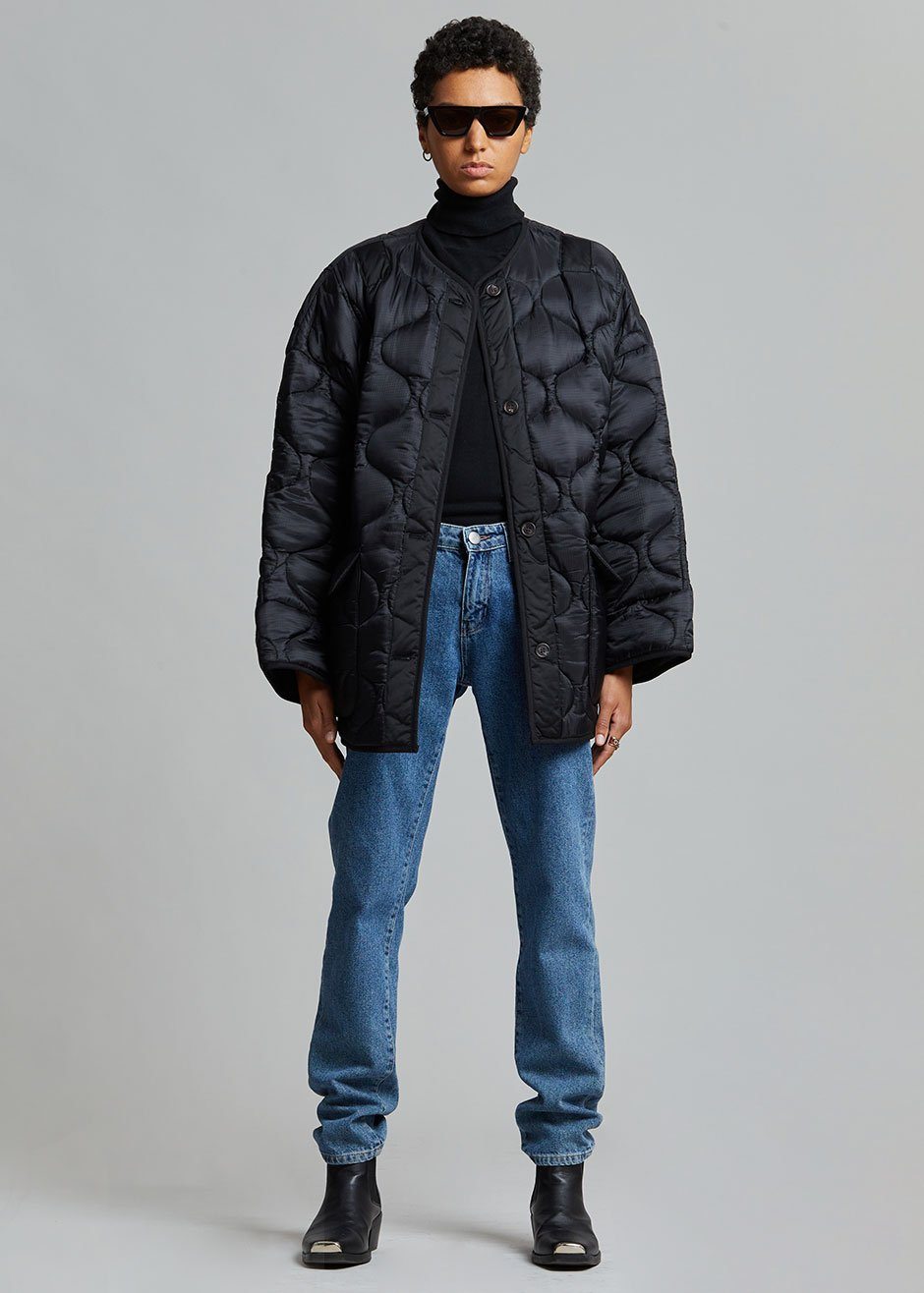 Teddy Quilted Jacket - Black