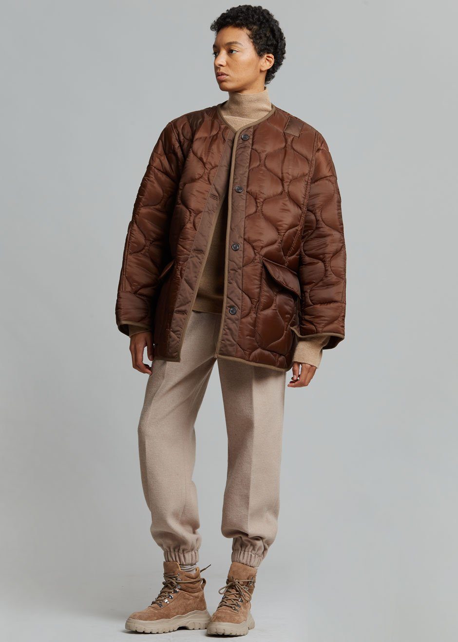 Teddy Quilted Jacket - Chocolate – The Frankie Shop