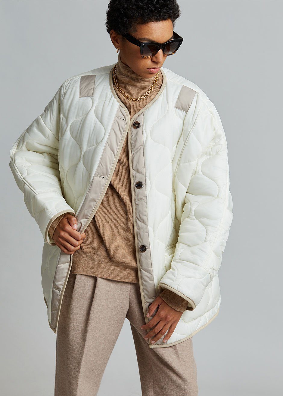 Teddy Quilted Jacket - Ivory/Clay – The Frankie Shop