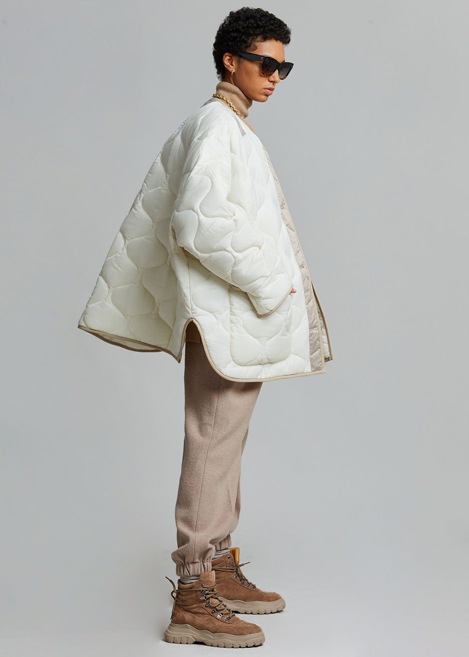 Teddy Quilted Jacket - Ivory/Clay