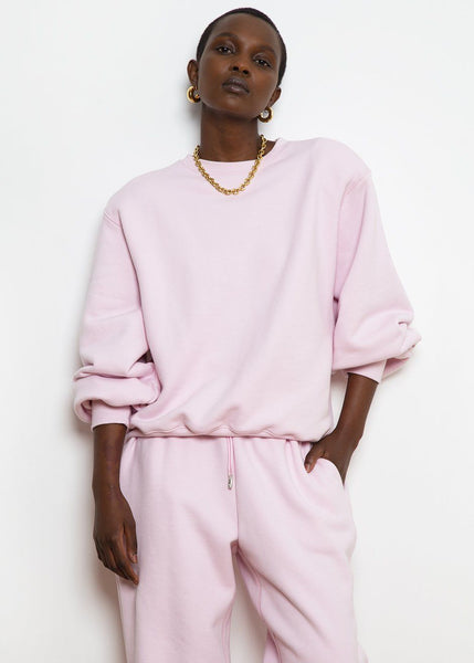 Vanessa Padded Shoulder Sweatshirt in Bubble Pink – The Frankie Shop