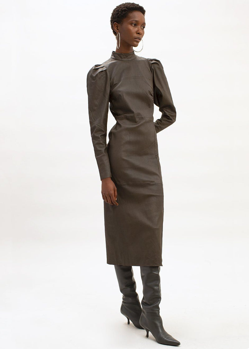 genuine leather midi dresses