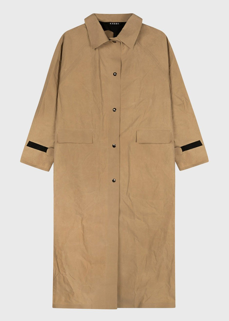 Waxed Long Trench Coat by KASSL Editions in Matte Beige – The Frankie Shop