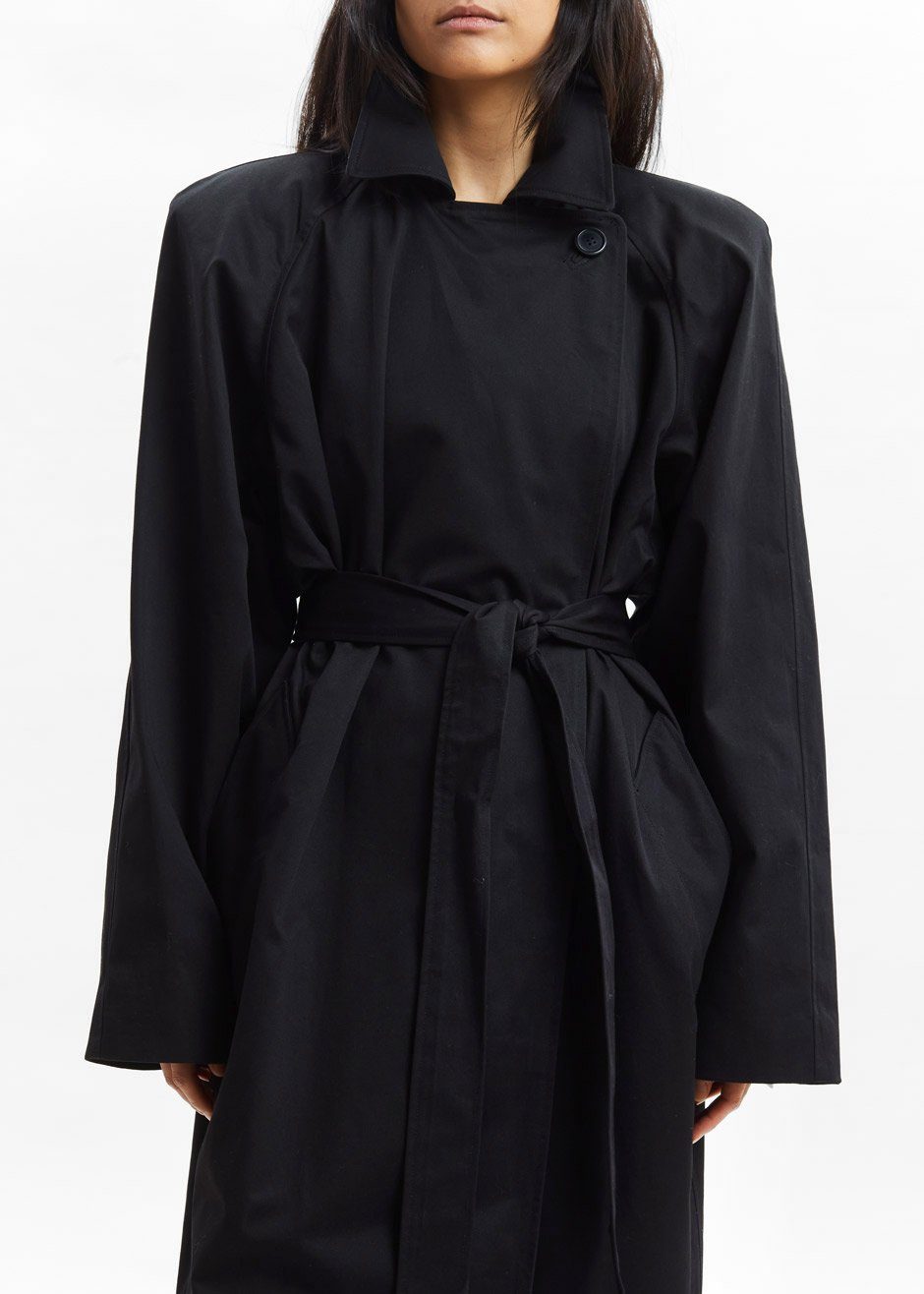 Marisol Box Shoulder Trench - Black – The Frankie Shop