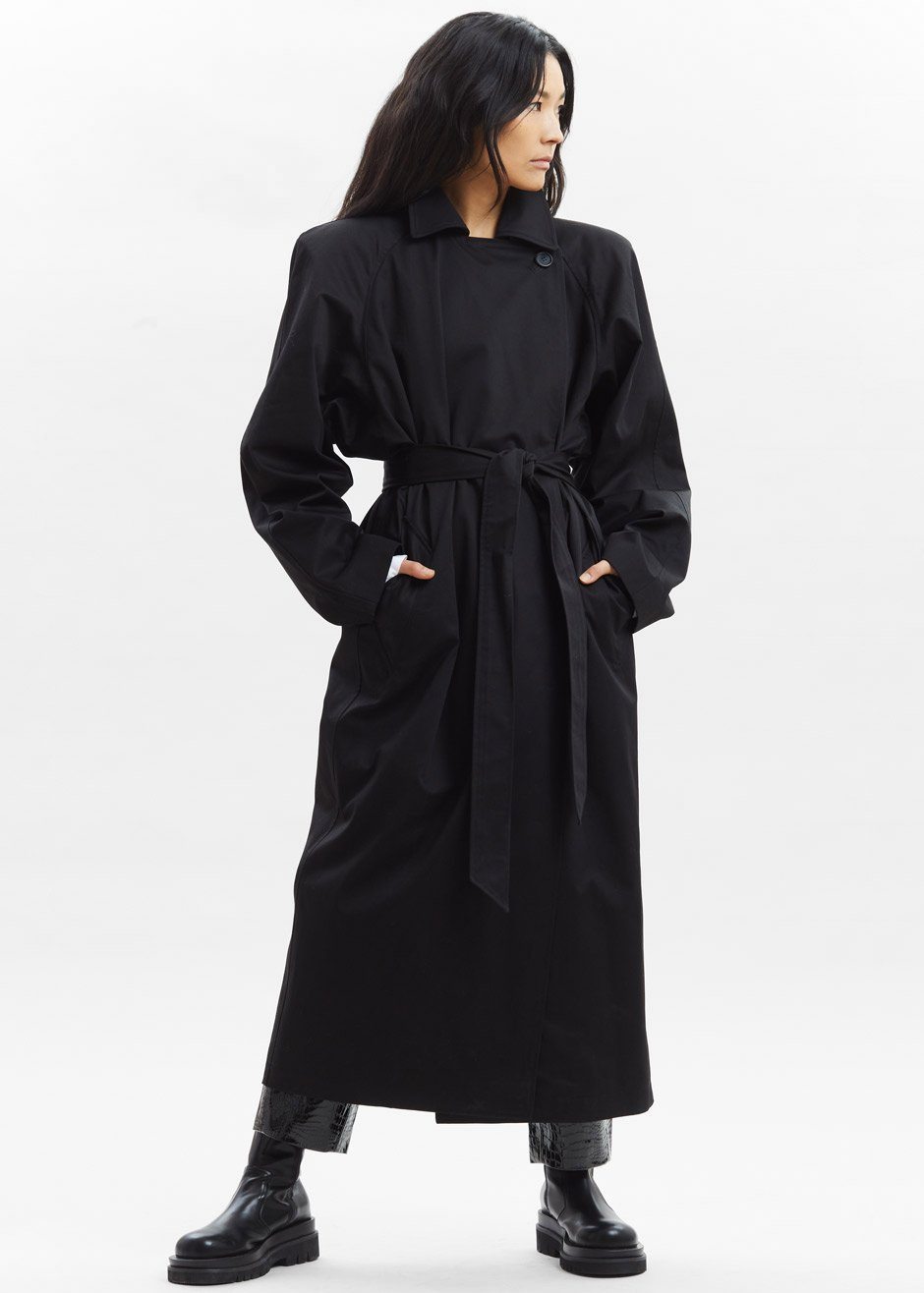 Marisol Box Shoulder Trench - Black – The Frankie Shop