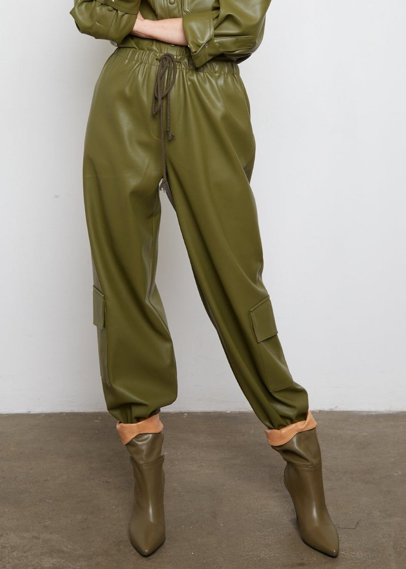 leather green pants