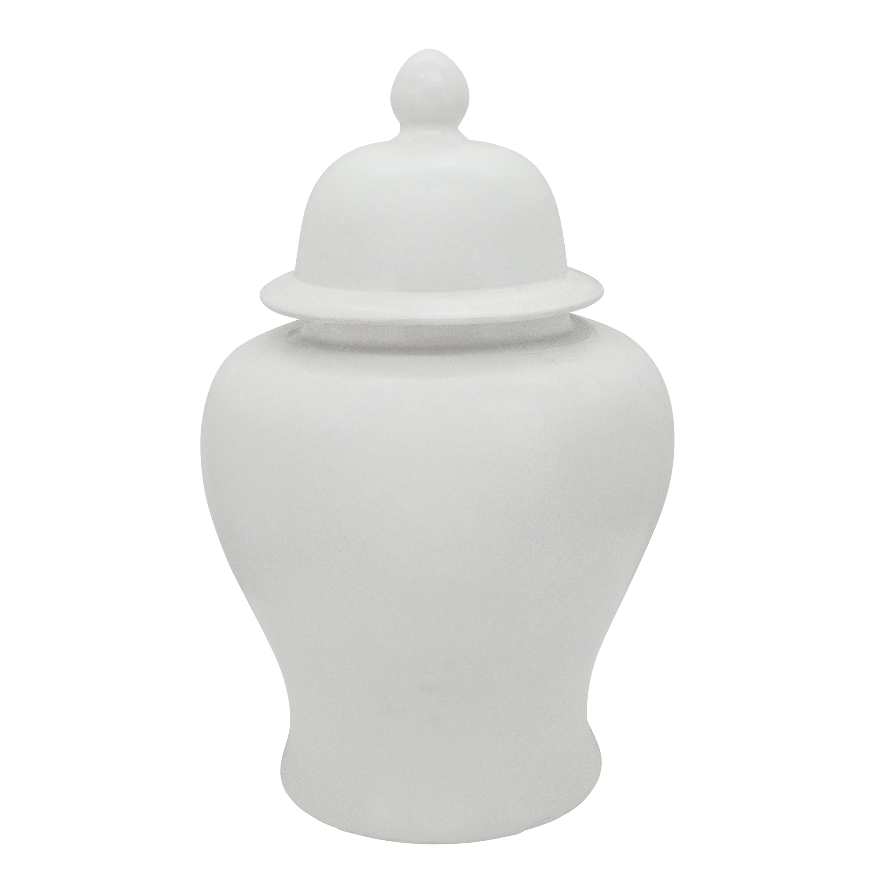 28"H Temple Jar, Matte White