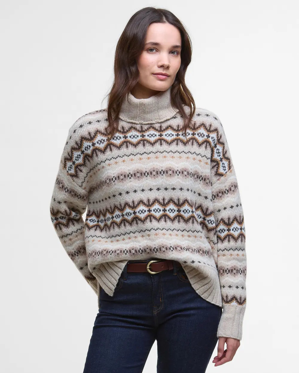 Barbour Helen Fair isle Roll-Neck Jumper Birch Multi
