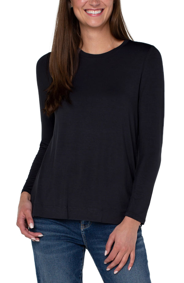 Black Scoop Neck Knit Top