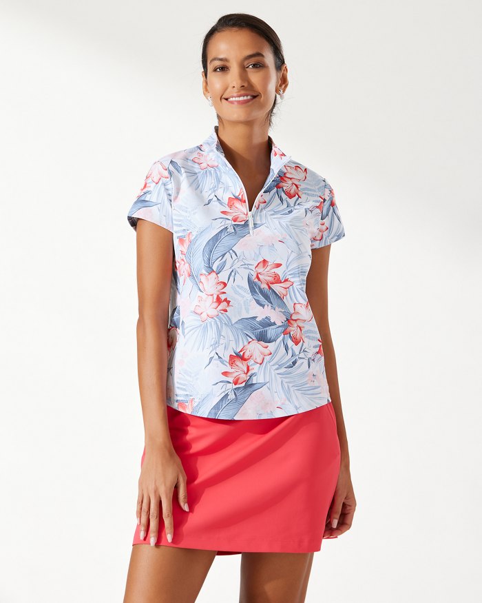Tommy Bahama Aubrey Delicate Flora IslandZone® Mock Cap-Sleeve Top Blu ...