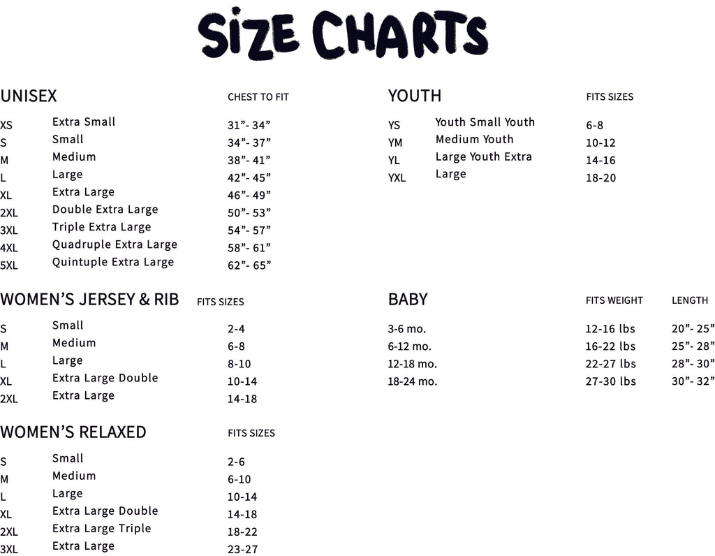 Size Charts – Slow Loris