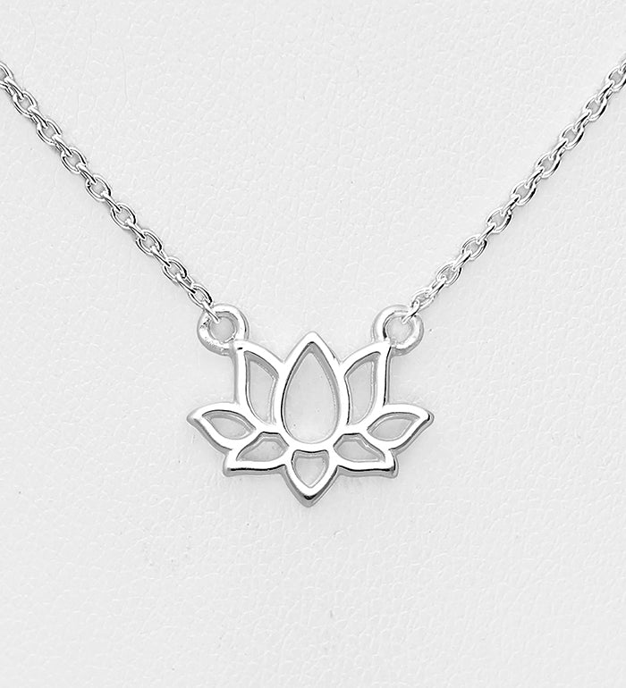 Lovely Lotus Sterling Silver Necklace - 16"-18"