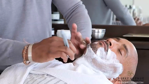 Man getting shaved