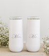 Picture of White Champagne Flutes with Mrs. & Mr.