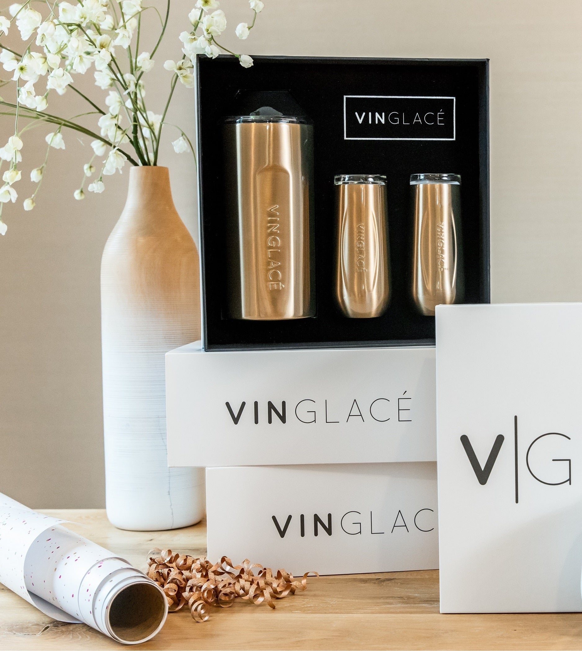 Vinglacé Wine Sets with Glass Lined Wine Glasses