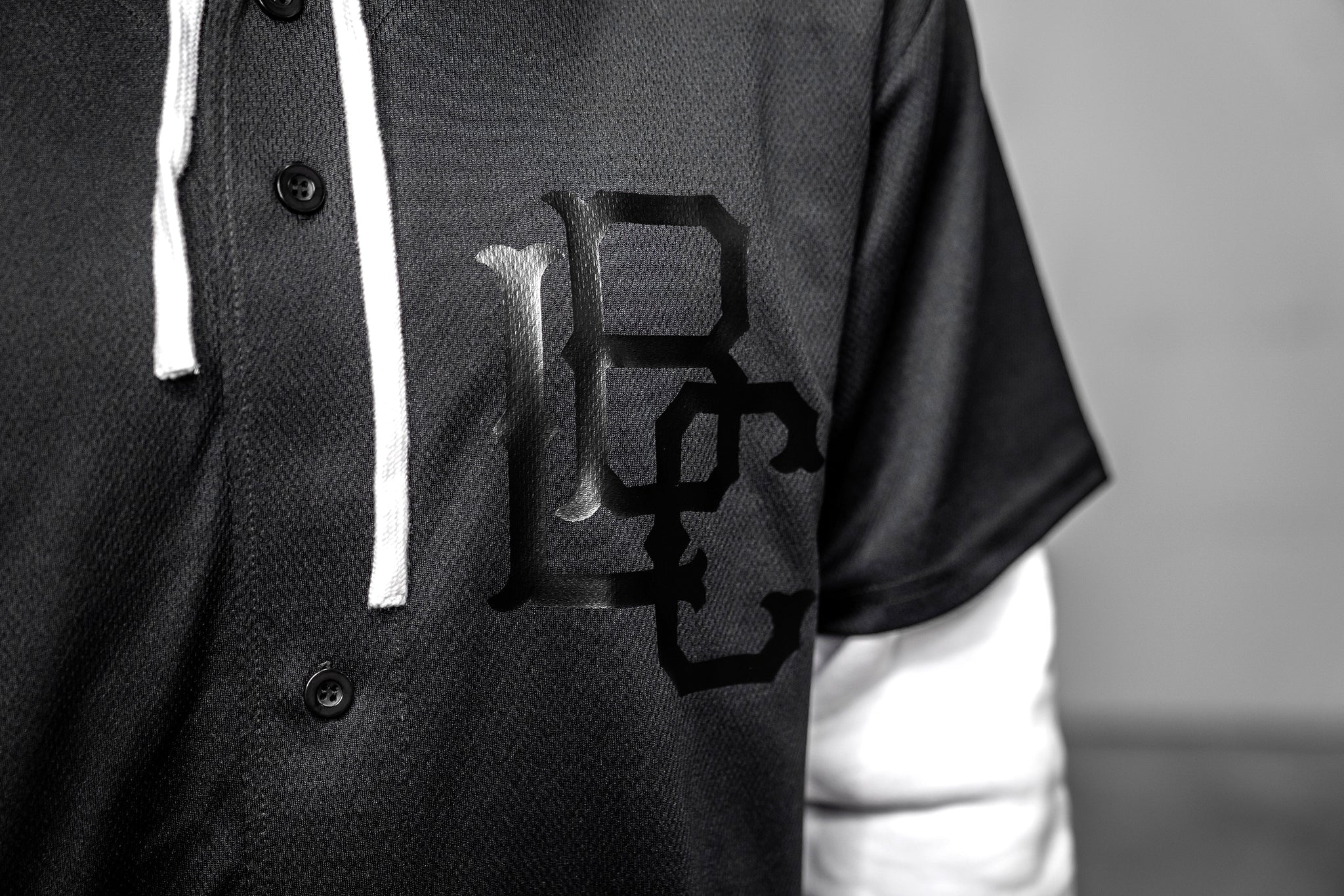 black and grey baseball jersey