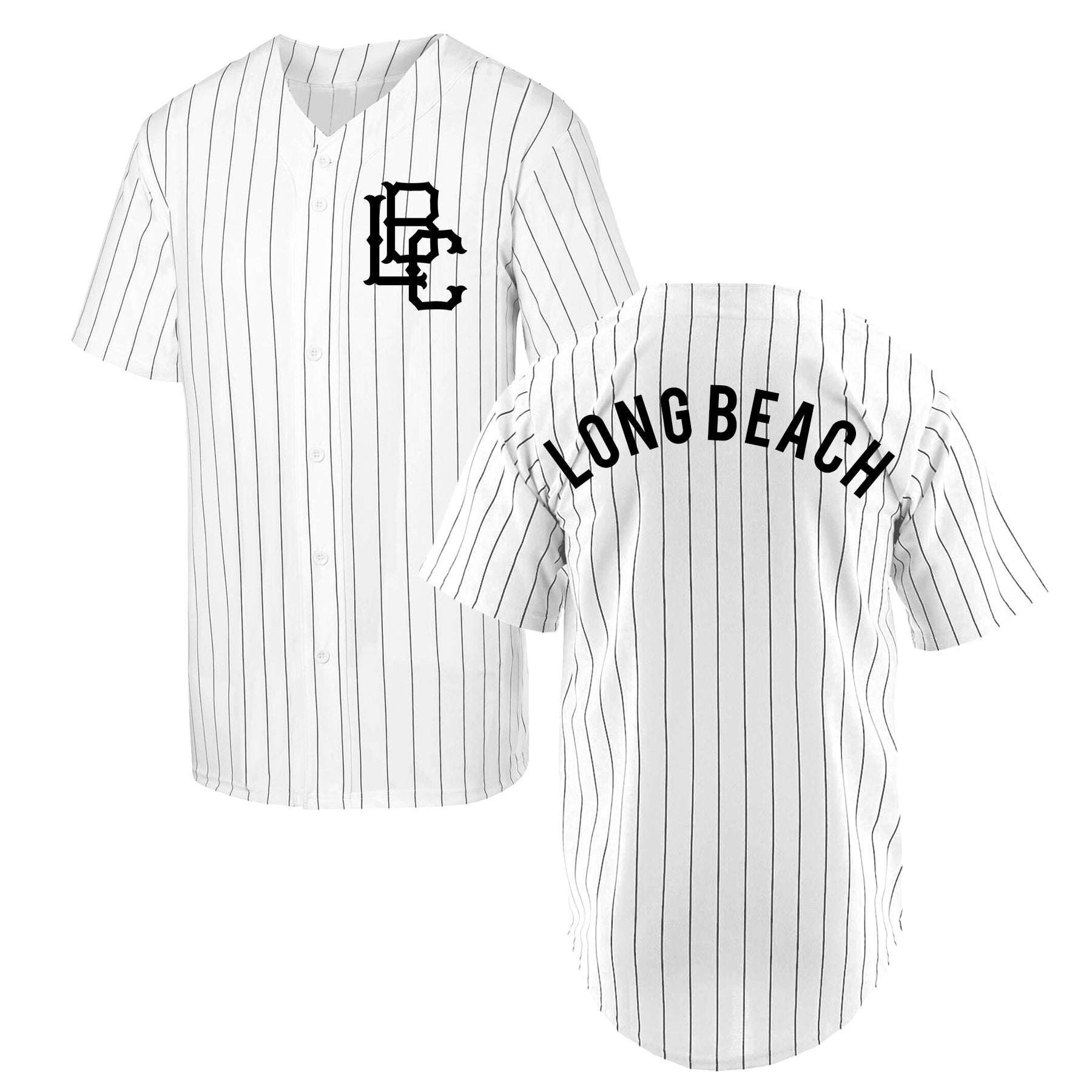 Pinstripe Long Beach Baseball Jersey 