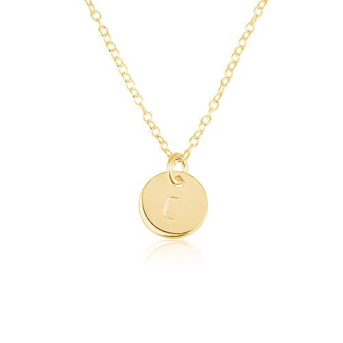 18K Plated Gold  Personalised Initial Disc Necklace 