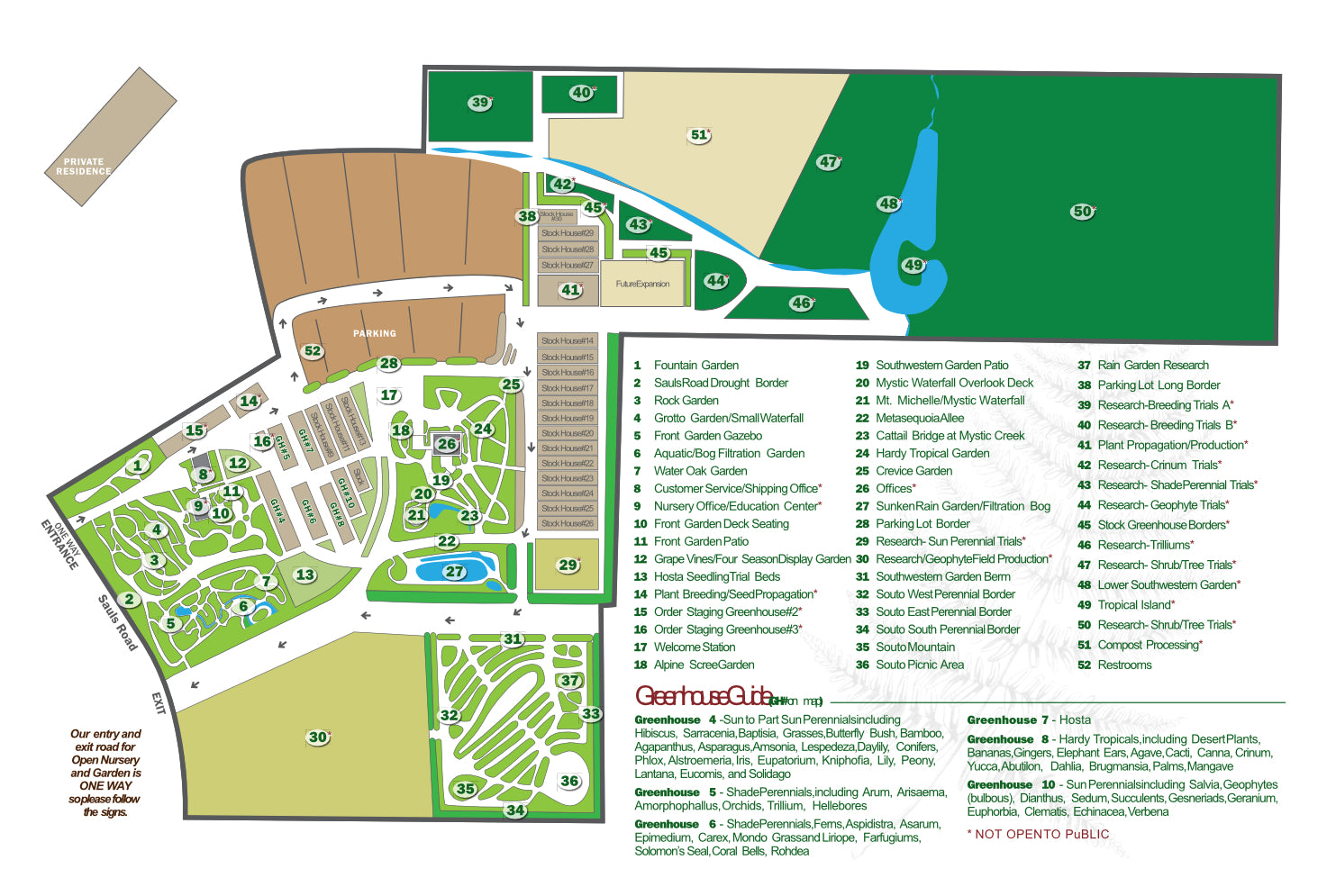 Image of a map layout of Juniper Level Botanic Garden.